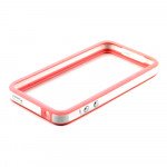 Wholesale iPhone 4S 4 Bumper with Chrome Button (PInk - White)